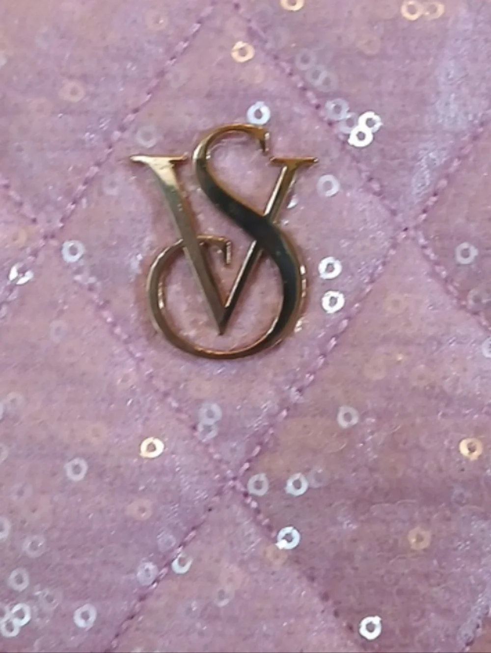 Victoria's Secret Pink Quilted Sequin Pouch Clutch Travel Glam Makeup Bag